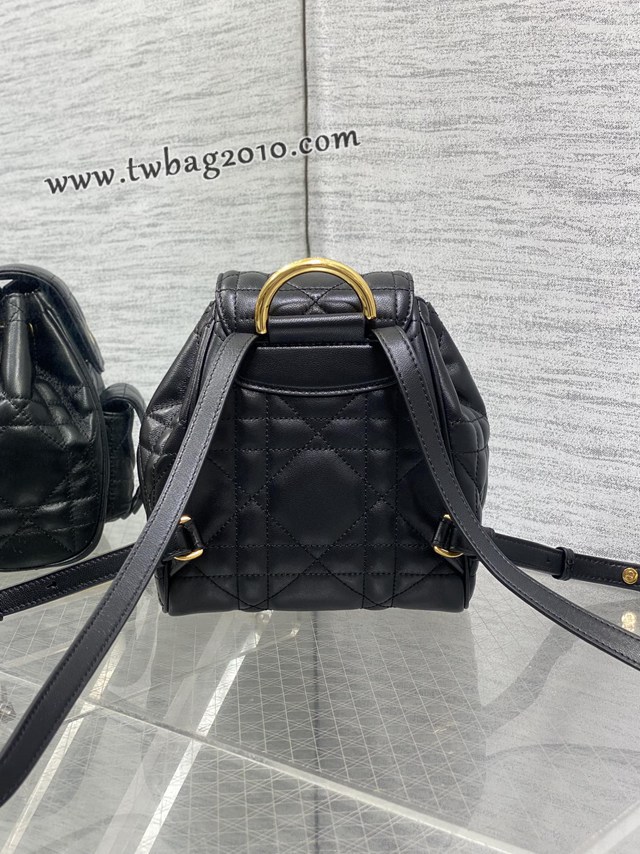 Dior专柜新款迪奥高仿原单黑色Caro秋冬系列小号双肩包 djfk1249